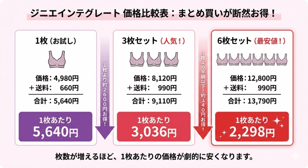 ジニエインテグレートブラ価格比較の画像です